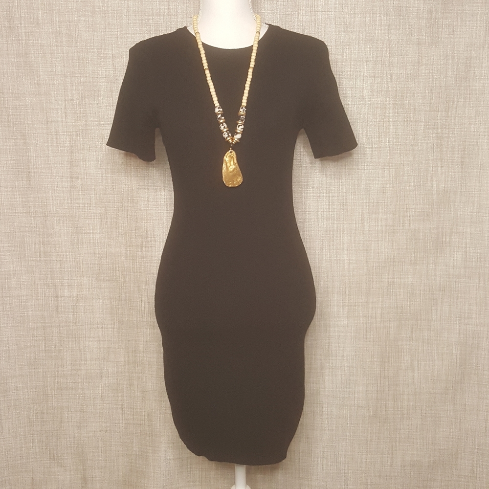 Rib Knit Sweater Little Black Dress, EUC